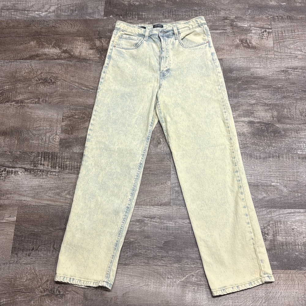 Wild Fable Highest Rise 90s Straight Leg Lime Green Acid Wash Jeans Size 6